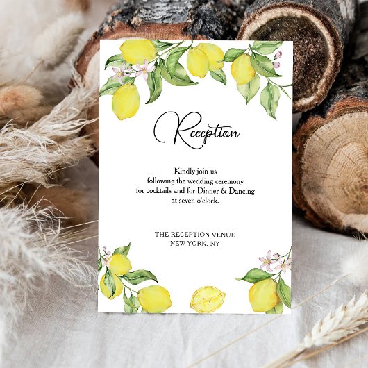 Carte d'accueil de mariage citron d'été
