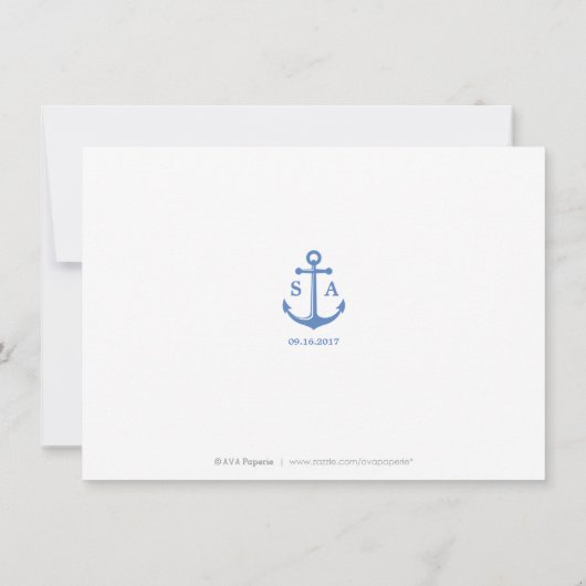 Carte d'accueil de mariage de plage couleur bleu m (Dos)