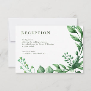 carte d'accueil de mariage du feuillage vert d'été