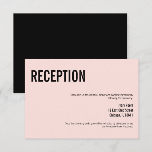 Carte d'accueil de mariage pour typographie simple (Devant / Derrière)