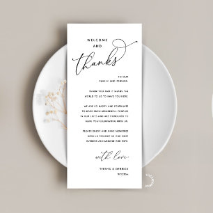 Carte d'accueil élégante "Bienvenue et Merci" pour