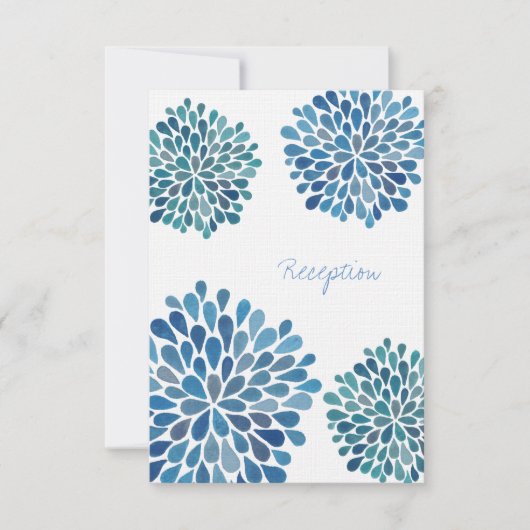 Carte d'accueil mariage bleu Aquarelle Dahlias (Devant)