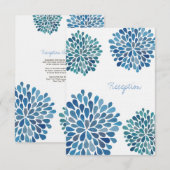 Carte d'accueil mariage bleu Aquarelle Dahlias (Devant / Derrière)