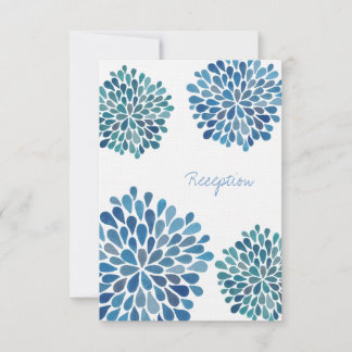 Carte d'accueil mariage bleu Aquarelle Dahlias