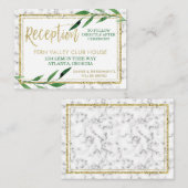 Carte d'accueil mariage en marbre doré, verdure (Devant / Derrière)