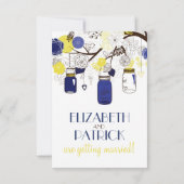 Carte d'accueil Mason Jaune et Bleu Floral (Dos)