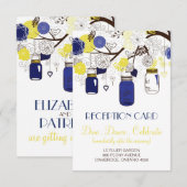 Carte d'accueil Mason Jaune et Bleu Floral (Devant / Derrière)