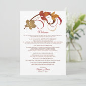 Carte d'accueil Rustic Falling Feuille Mariage (Debout devant)