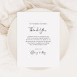 Carte d'accueil simple et élégante en Merci<br><div class="desc">Cette carte de réception simple et élégante est parfaite pour votre réception de mariage minimaliste moderne en noir et blanc. Le design comporte une police contemporaine minimale accompagnée d'une calligraphie formelle. Gardez-le tel quel,  ou choisissez de le personnaliser avec vos propres oeuvres d'art ou photos !</div>
