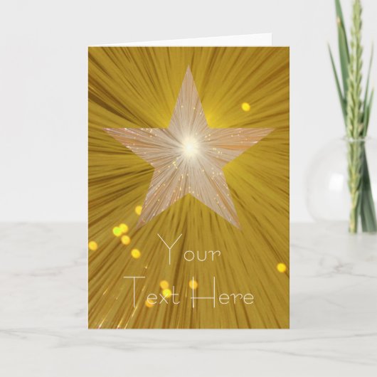 Carte d'accueil verticale Gold Star 'Your Text' (Devant)
