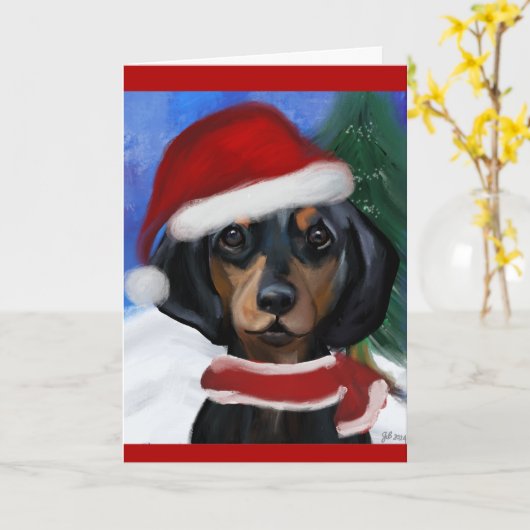 Carte Dachshund (Fleur jaune)