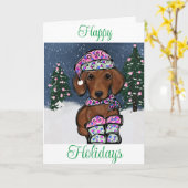 Carte Dachshund (Fleur jaune)