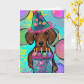 Carte Dachshund (Fleur jaune)