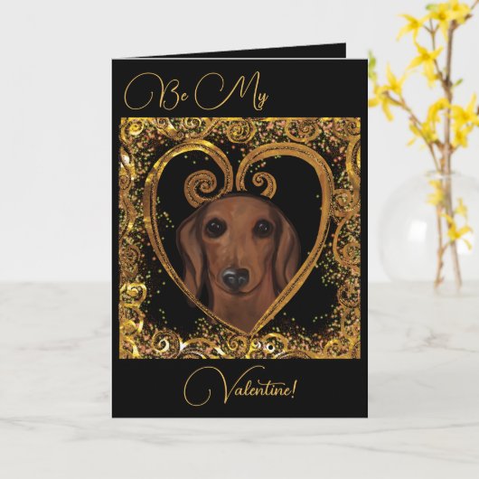 CARTE DACHSHUND (Fleur jaune)