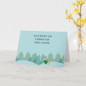 Carte Dachshund à travers la neige (Fleur jaune)