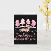 Carte Dachshund à travers la neige Wiener Dog Noël  (Fleur jaune)