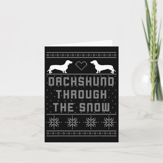 Carte Dachshund À Travers Le Chandail De Noël Laide Neig (Devant)