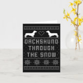 Carte Dachshund À Travers Le Chandail De Noël Laide Neig (Fleur jaune)
