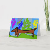 Carte Dachshund Abstrait, style Matisse (Devant)