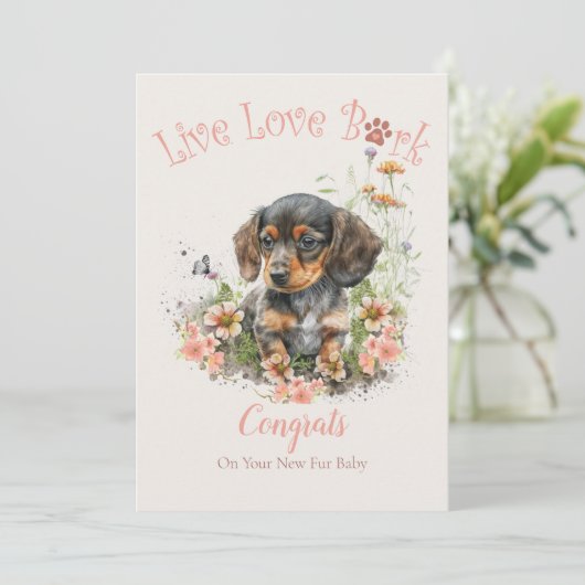Carte Dachshund Adoption de chien, Jour de Gotcha (Debout devant)