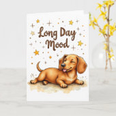 Carte Dachshund "Ambiance de longue journée" Salutation  (Fleur jaune)