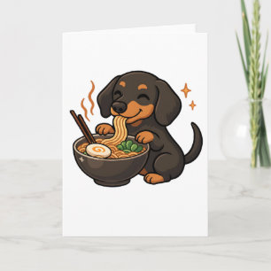 Carte Dachshund aux nouilles Ramen Kawaii Chien