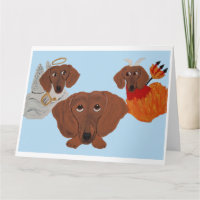 Dachshund avec ange et diable
