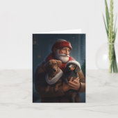 Carte Dachshund Avec Noël Festif Du Père Noël (Devant)