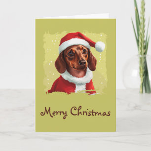Carte Dachshund avec tenue du Père Noël - Noël 1