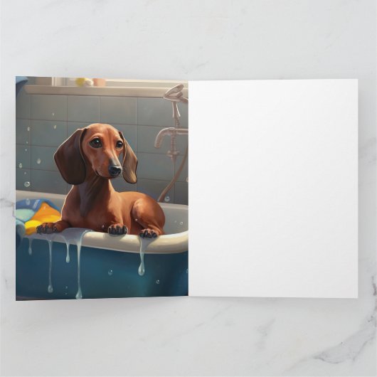 Carte Dachshund Bathtime Fun (Intérieur)