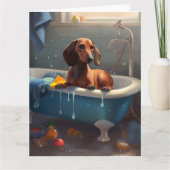 Carte Dachshund Bathtime Fun (Devant)