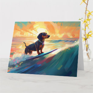 Carte Dachshund Beach Surf Peinture
