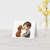 Carte Dachshund Best Buddy (Fleur jaune)