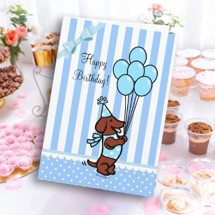 Carte Dachshund Birthday Cartoon Balloons