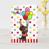 Carte Dachshund Birthday Cartoon Balloons (Fleur jaune)