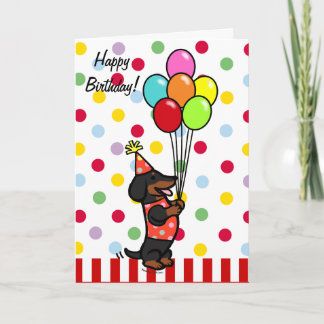 Carte Dachshund Birthday Cartoon Balloons