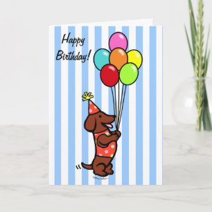 Carte Dachshund Birthday Cartoon Balloons