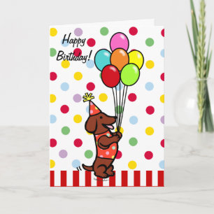 Carte Dachshund Birthday Cartoon Balloons