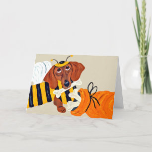 Carte Dachshund Bumblebee avec friandises pour chien