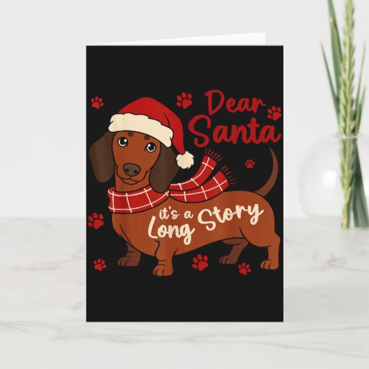 Carte Dachshund Chien Cher Père Noël C'est Une Longue Hi (Devant)