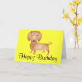Carte Dachshund Chien Chien Chien Heureux Anniversaire C (Fleur jaune)