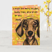 Carte Dachshund Chien mignon Fun Bright Joyeux Anniversa (Fleur jaune)