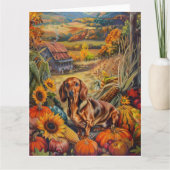 Carte Dachshund Chien Moisson Automne Thanksgiving (Devant)