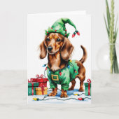 Carte Dachshund Chien Salutation de Noël (Devant)