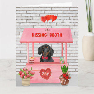 Carte Dachshund Chien Valentine's Day Kissing Booth