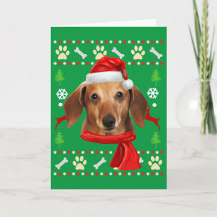 Carte Dachshund Chien Vilain Noël