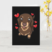 Carte Dachshund Chiot avec le coeur (Fleur jaune)