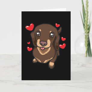 Carte Dachshund Chiot avec le coeur
