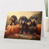 Carte Dachshund Chiot Joie d'Automne Citrouille (Devant)