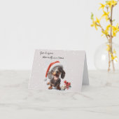 Carte Dachshund Chiot Noël Surprise (Fleur jaune)